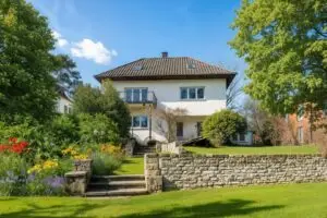 Hausansicht vom Garten - Visualisierung Sommer