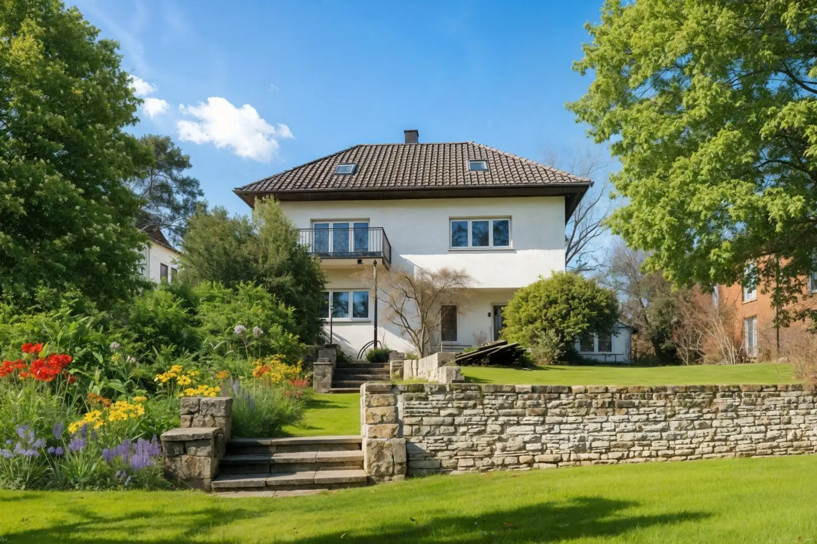Hausansicht vom Garten - Visualisierung Sommer