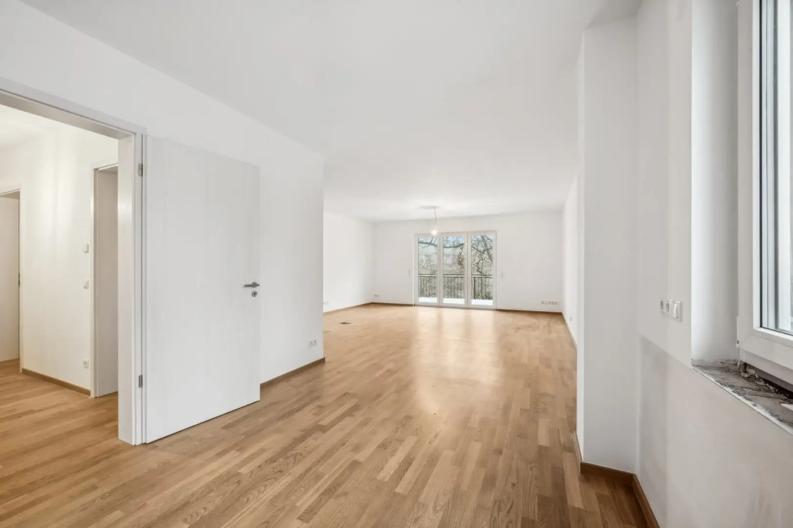 Blick von Küche in den Wohn-Essbereich