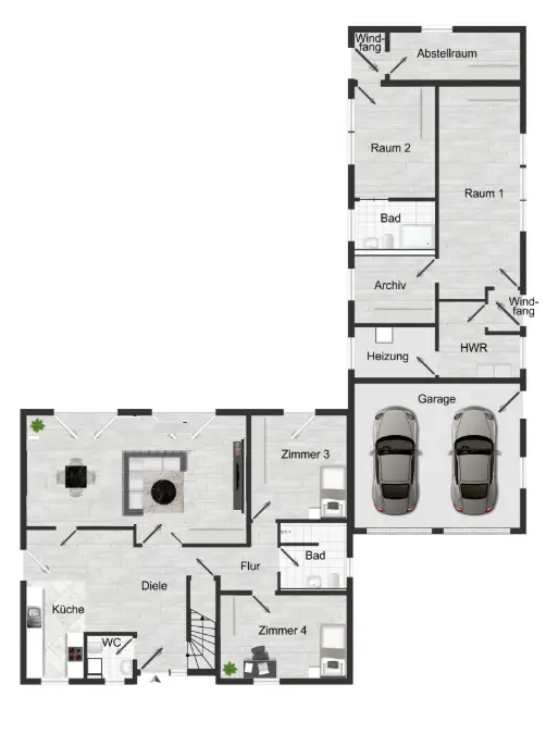 Grundriss EG mit möglichem großen Wohnraum