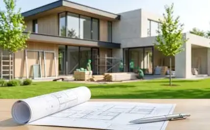 Moderner Hausbau und Architektur-Planung für einen energieeffizienten Neubau