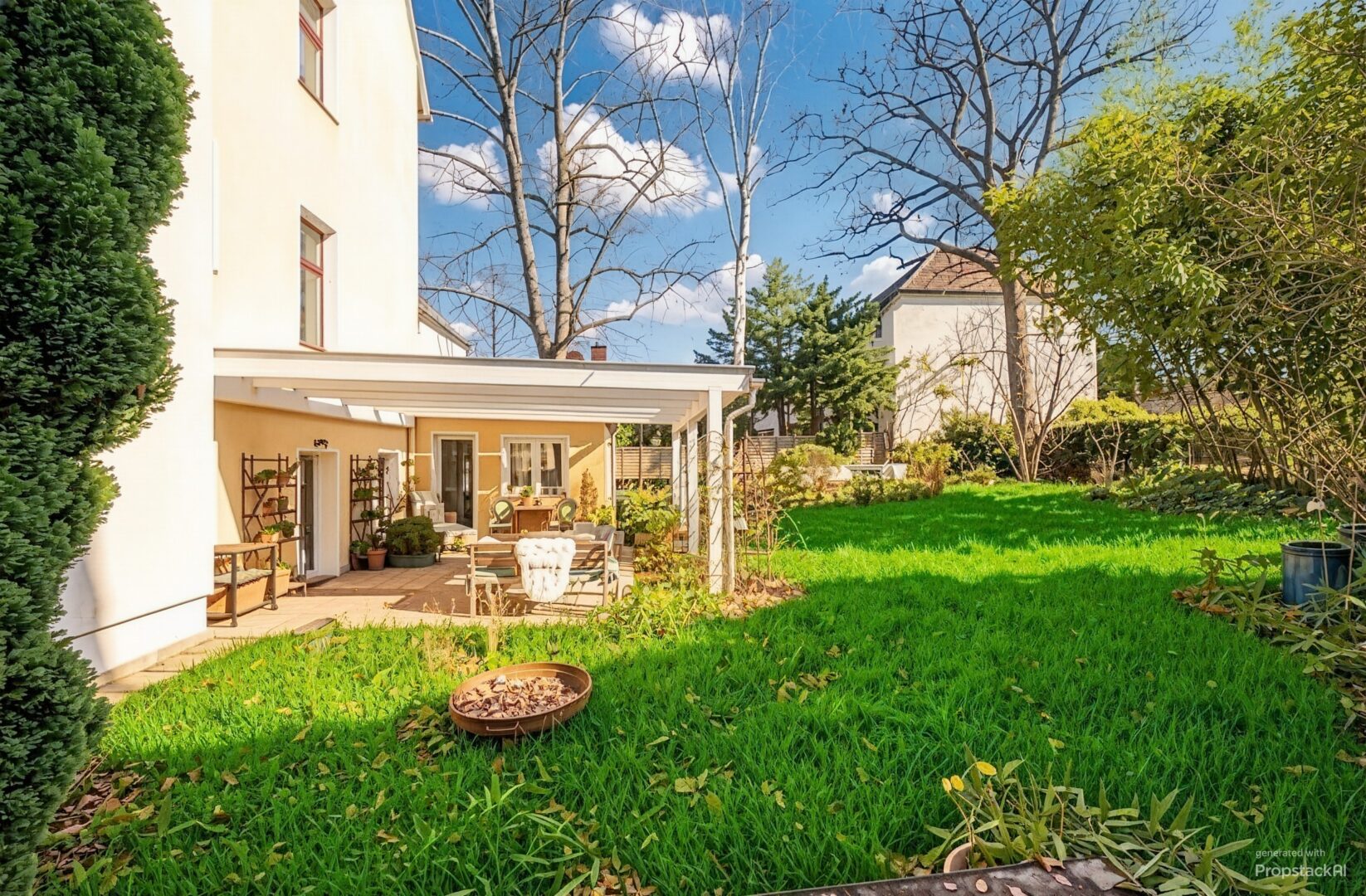Blick in den grünen Garten - (KI generiert)
